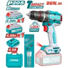 Máy khoan động lực dùng pin 20V Total TIDLI20868 (1 Pin 2.0Ah, 1 Pin 4.0Ah)