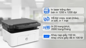 Máy in laser trắng đen đa năng HP LaserJet 135w MFP Wifi (4ZB83A)