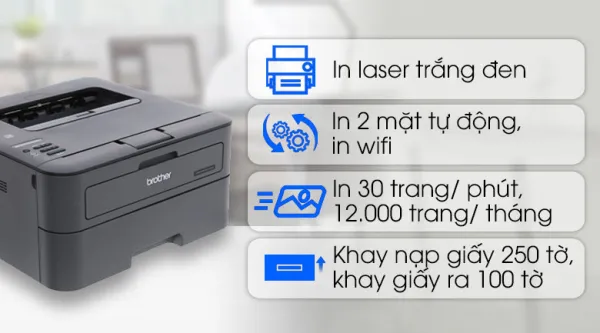 Máy in laser trắng đen đơn năng Brother HL-L2366DW Wifi