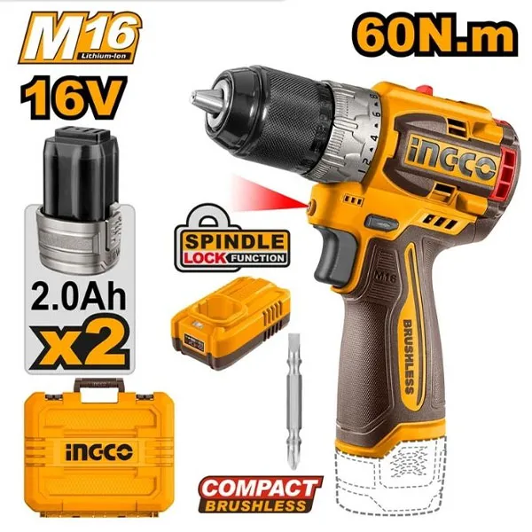 Máy khoan pin 16V Ingco CDLI16682 (2 Pin 2.0Ah, 1 Sạc)