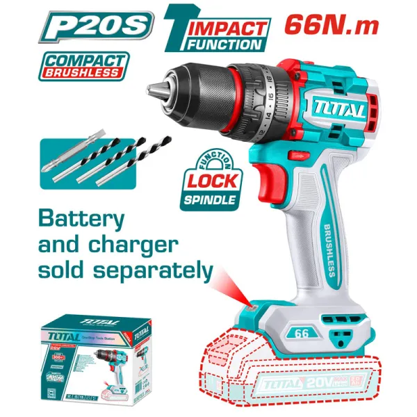 Máy khoan động lực dùng pin 20V Total TIDLI206681 (Chưa Pin, Sạc)