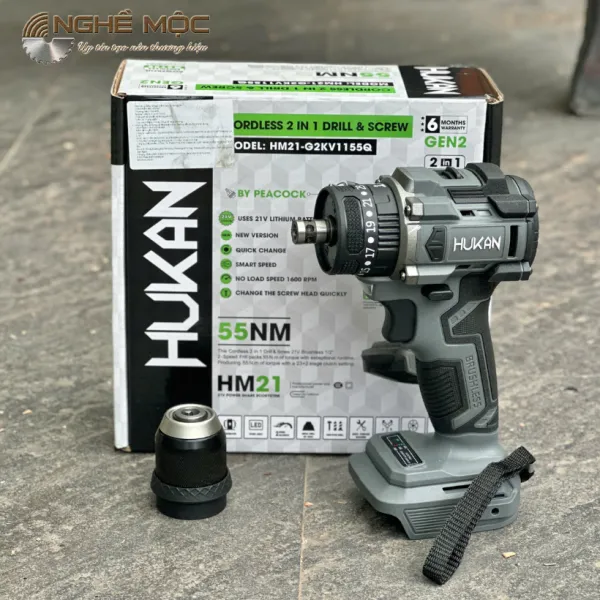 MÁY KHOAN VÀ VÍT 2 TRONG 1 PIN HUKAN HM21-G2KV1155Q