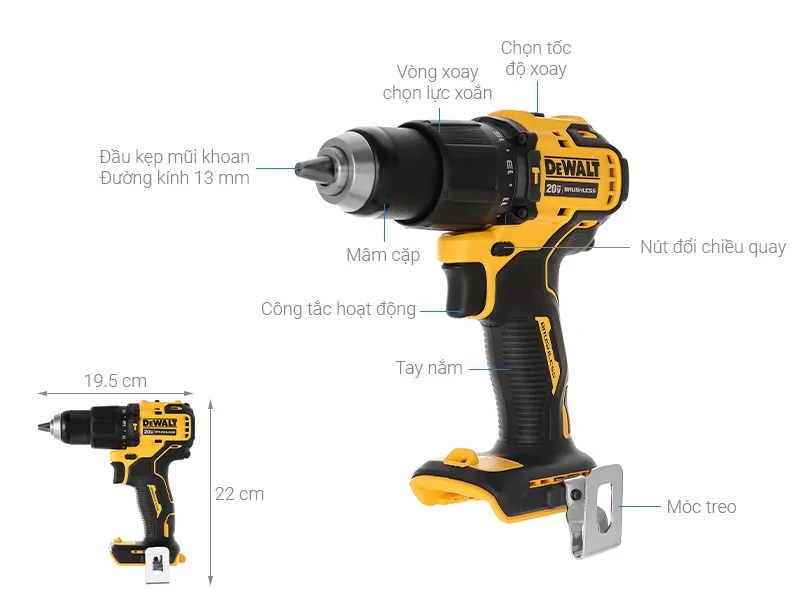 Máy khoan pin dewalt dcd709n-kr 18v không kèm pin sạc - 1