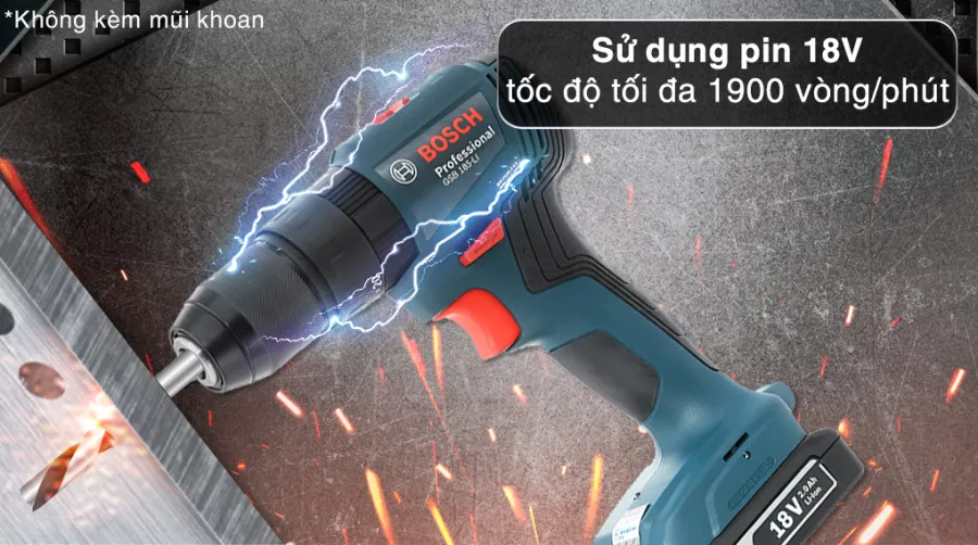 Máy khoan vặn vít pin bosch gsb 185-li 18v 1 pin 1 sạc - 2