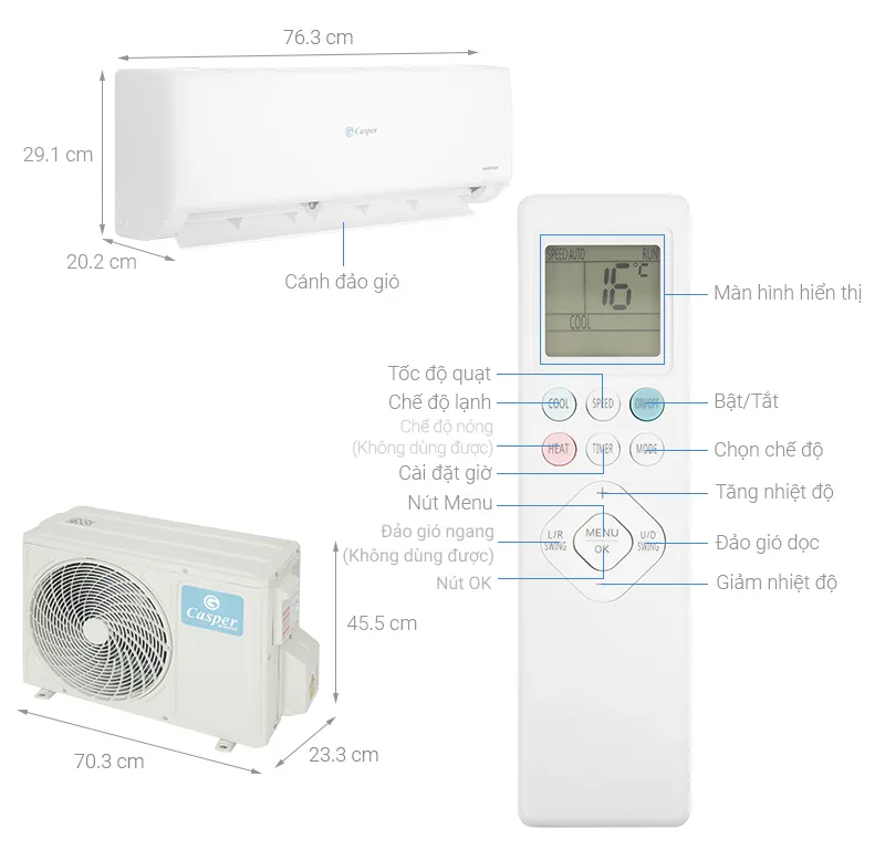 Máy lạnh casper inverter 1 hp gc-09is35 - 1