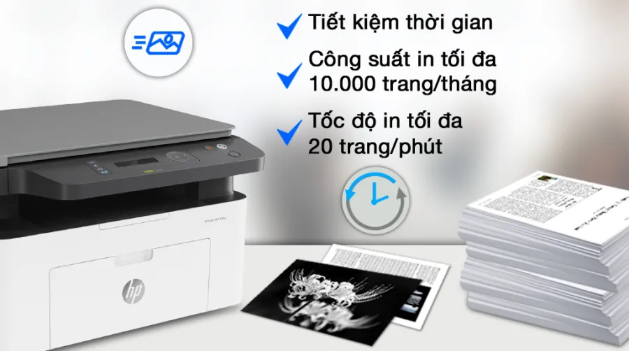 Máy in laser trắng đen đa năng hp laserjet 135w mfp wifi 4zb83a - 2