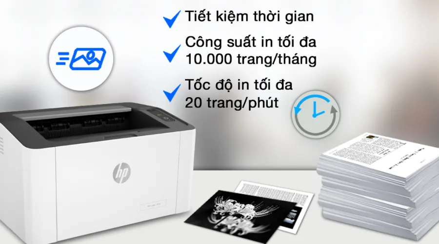 Máy in laser trắng đen đơn năng hp 107a 4zb77a - 2