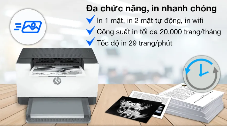 Máy in laser trắng đen đơn năng hp laserjet m211dw wifi 9yf83a - 2