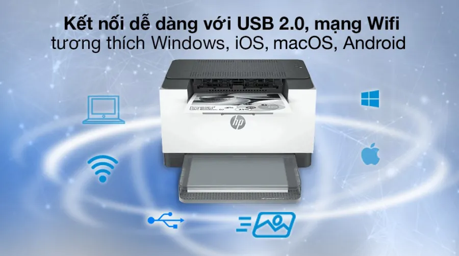 Máy in laser trắng đen đơn năng hp laserjet m211dw wifi 9yf83a - 3