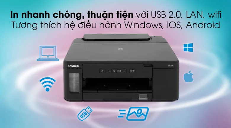 Máy in phun trắng đen đơn năng canon pixma gm2070 wifi - 7