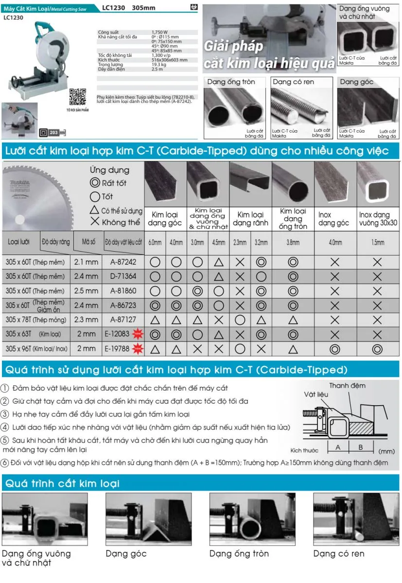 Máy cắt sắt makita lc1230 1750w - 4