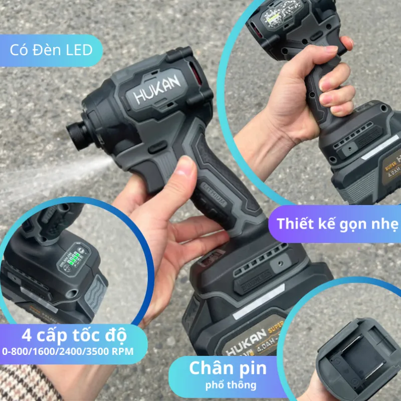Máy chuyên vít dùng pin hukan hm21-g2cv250bl gen 2 - 4