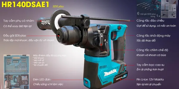 Máy khoan 2 chức năng makita hr140dsae1 - 6