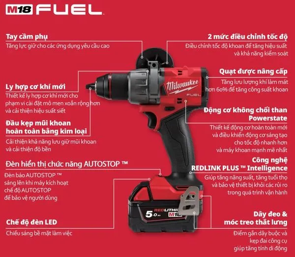 Máy khoan động lực milwaukee gen 4 m18 fpd3 - ox - 3